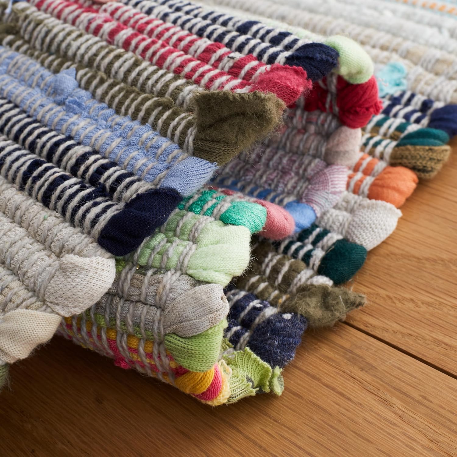 SAFAVIEH Rag Rug Collection Runner Rug - 2'3" x 12', Grey & Multi, Handmade Boho Stripe Cotton, Ideal for High Traffic Areas in Living Room, Bedroom (RAR121M)