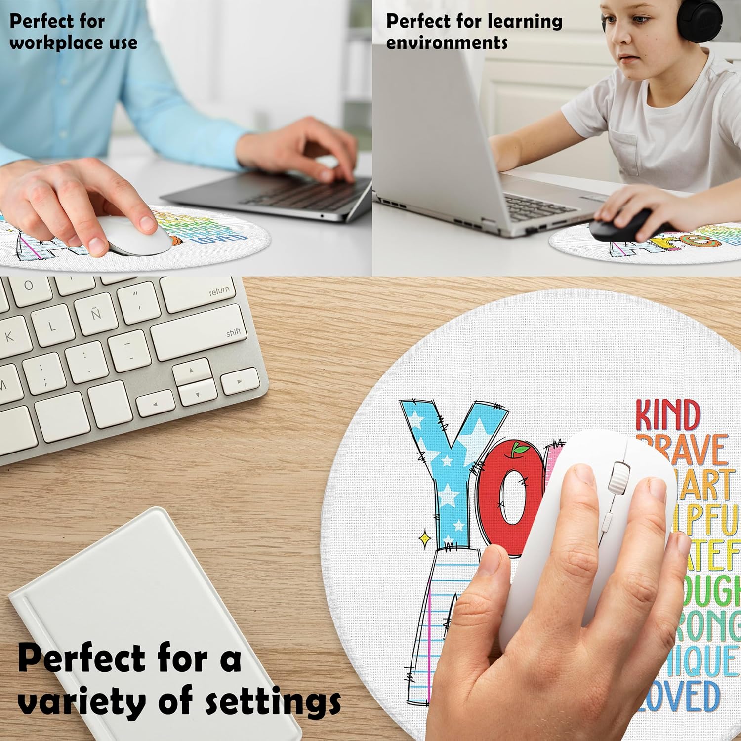 Boho Inspirational Mouse Pad for Desk, You are Kind Motivational Mousepad for Work Wireless Mouse Computers Laptop Desk Accessories, Positive Affirmations Gifts, 7.9x7.9 Inch image 4