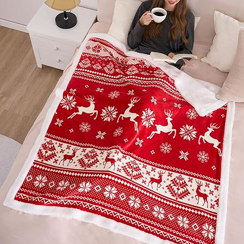 Miniatura 2 de Joiedomi Manta de Navidad para sofá, manta sherpa de forro polar, suave y cálida de invierno, para decoración de Navidad, regalo de 50 x 60