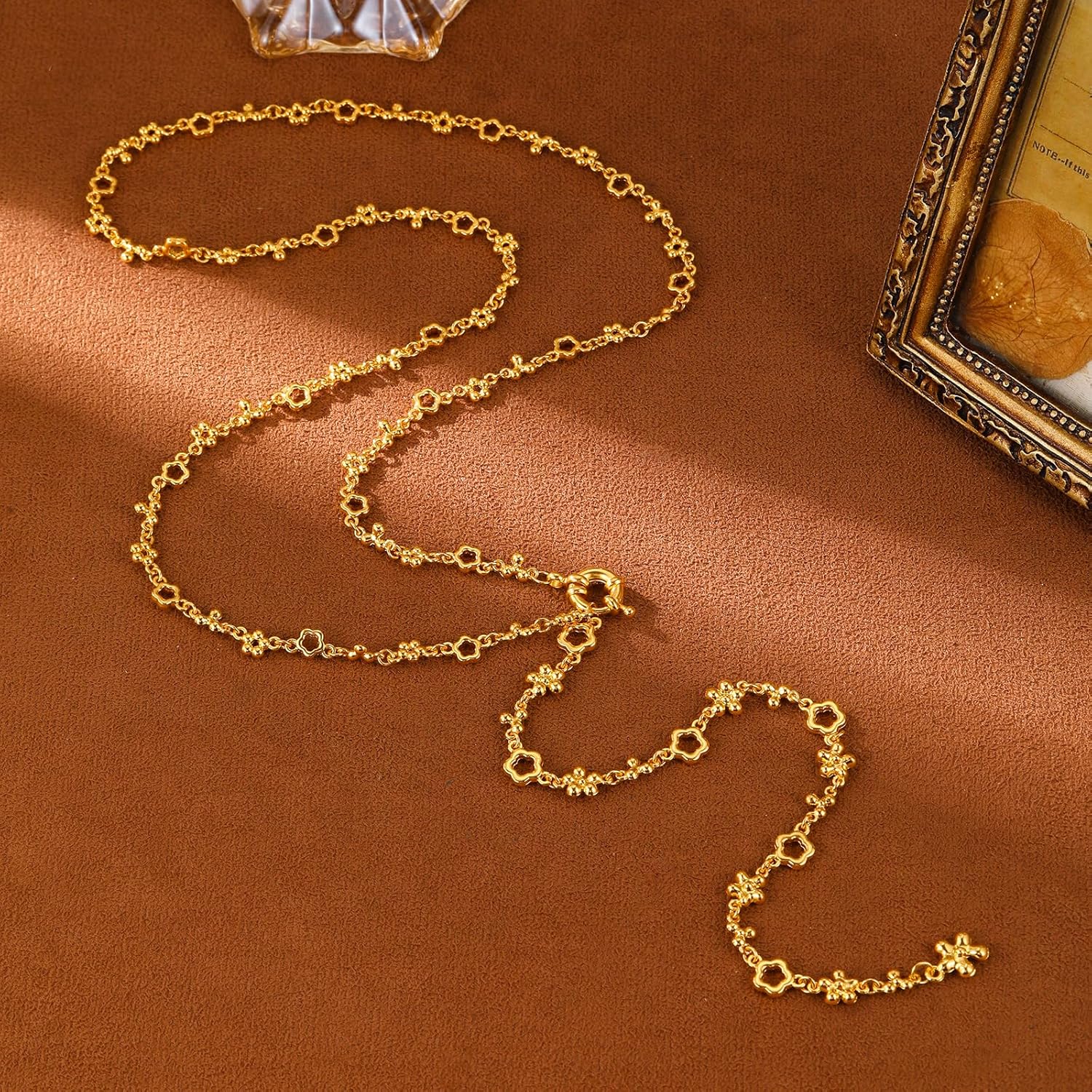 GZQ Gold Rosary Y Necklace for Women 18K Gold Plated Statement Necklace Trendy Jewelry Gifts(N32) - Image 3