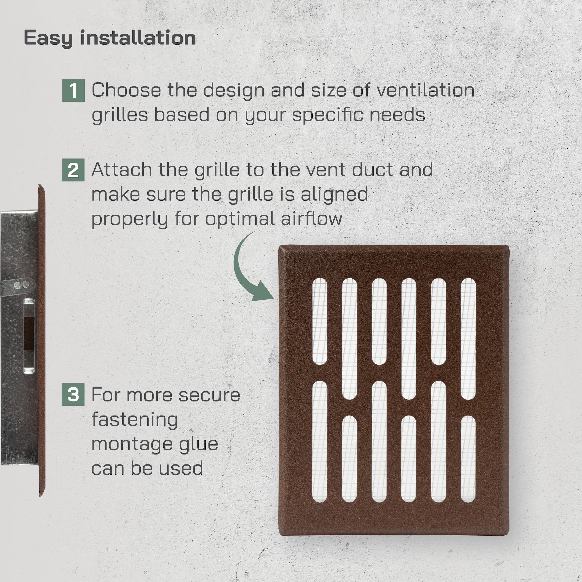 Vent Systems 4" X 5.5" Brown Rectangular Vent Cover With Mesh – Galvanized Steel Louver Grille With Flange For Wall Mounting - View #9