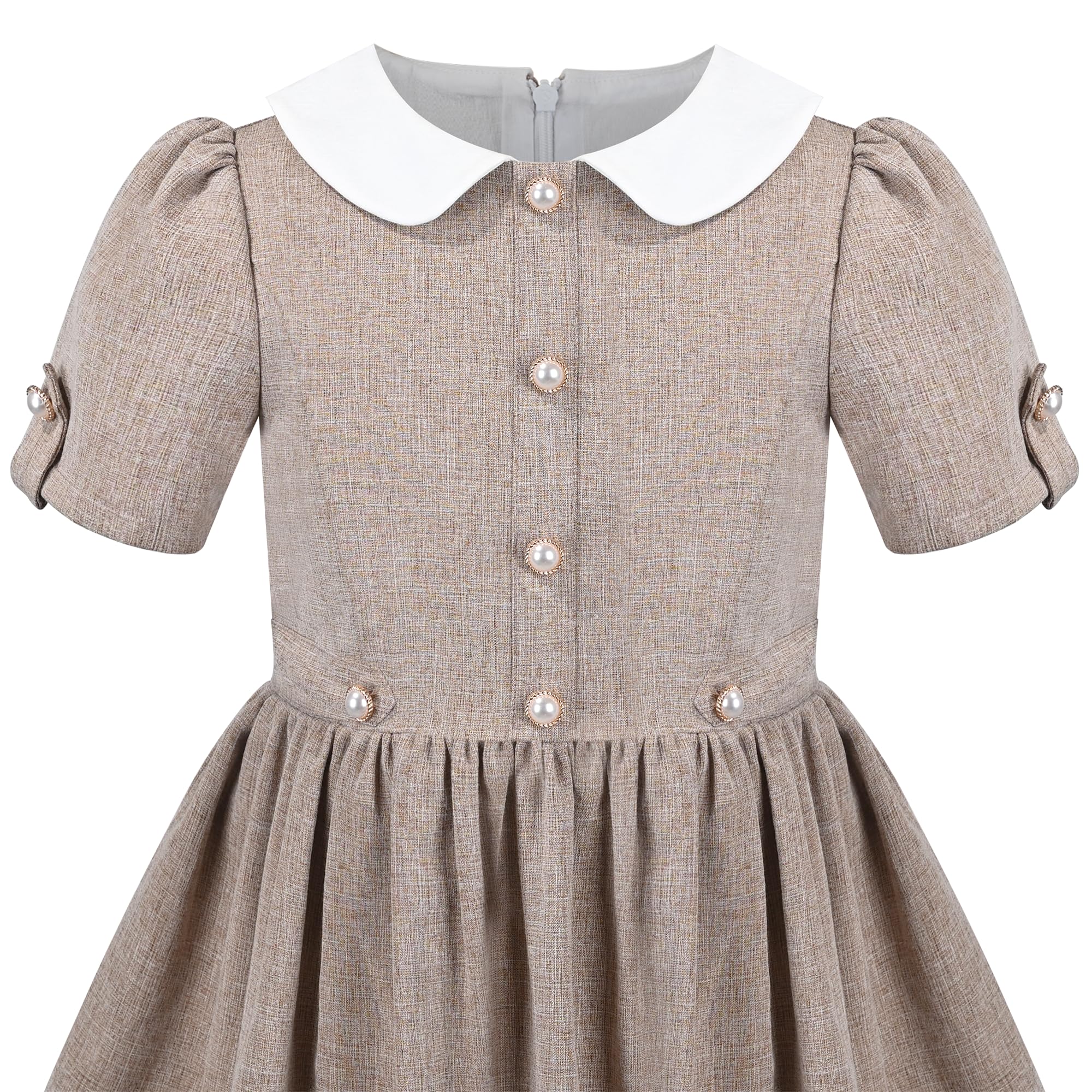 Vestido para Niña Morado Arcoíris Cuello Blanco Casual Cumpleaños
