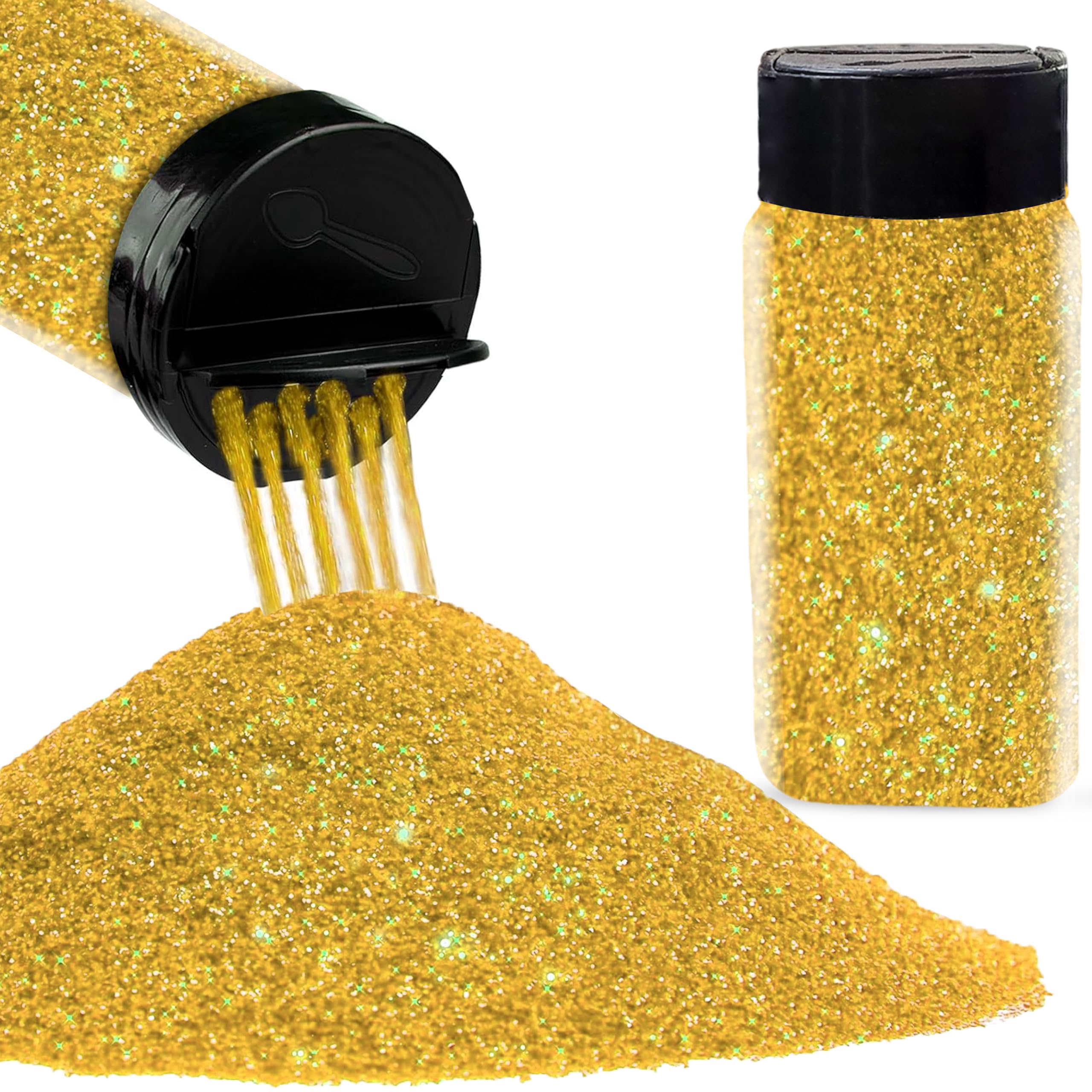 INDIKONB Sparkle Fine Glitter Dust Powder with Sprinkler Bottle | Multicolour Chamki Glitter for Art & Craft, Resin Art, Nail Art, Scrapbooking, Candle Making (50g) (Gold)-picture-5