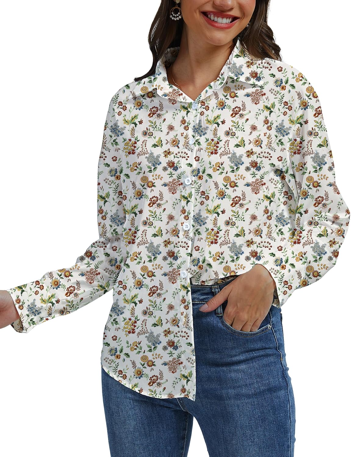 Womens Button Down Blouse Long Sleeve Tops for Women Ladies Collared Shirt Dressy Casual Work 2025 Trendy - Image 7