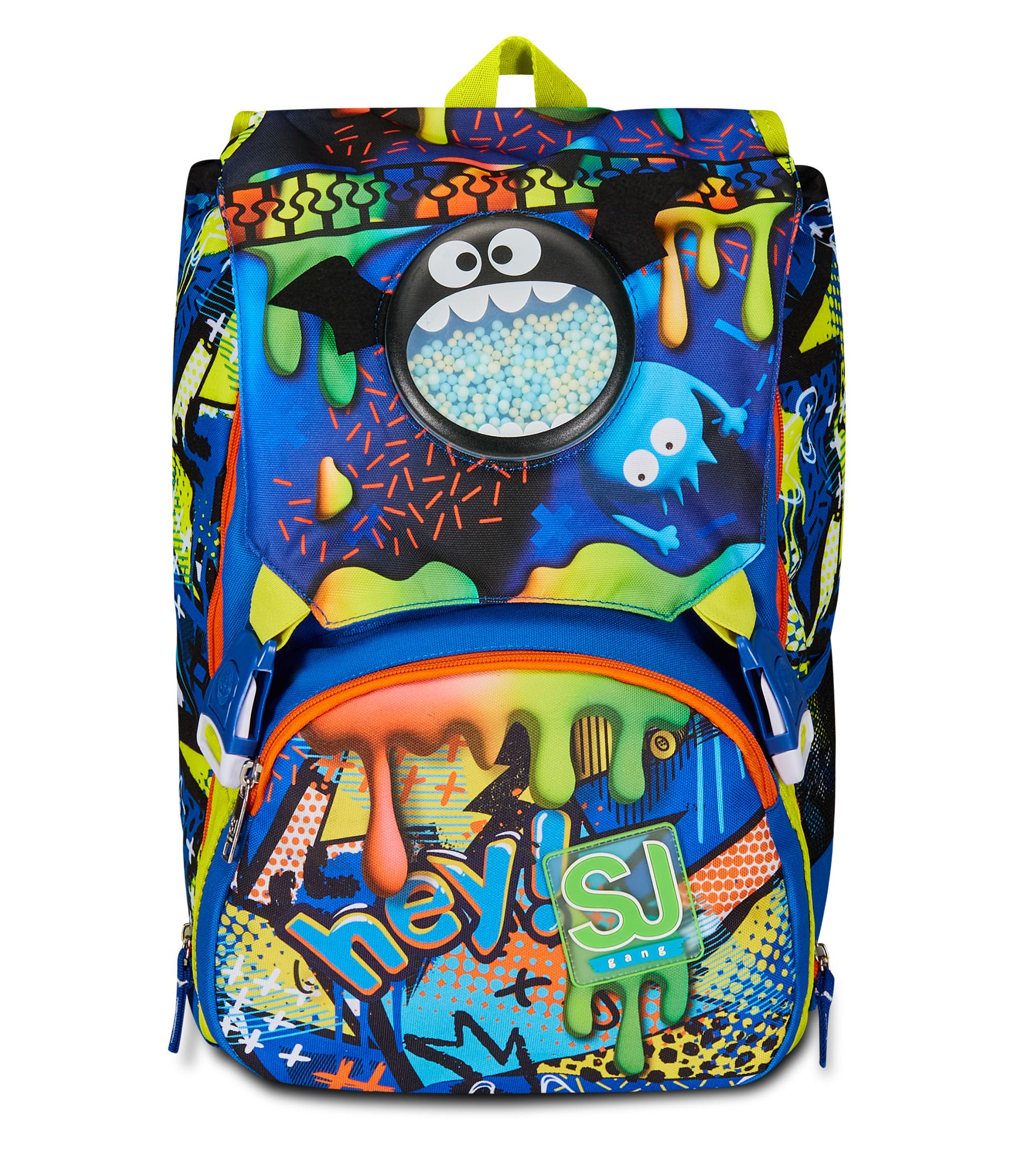 Seven SJ GANG STYLE JAM GANG Zaino Scuola Estensibile, Blu, Sphere Full Boy, Zaino Doppio Scomparto Estensibile Tramite Zip Laterali, Tasca Porta Borraccia, Scuole Elementari e Medie, Bambino Ragazzo
