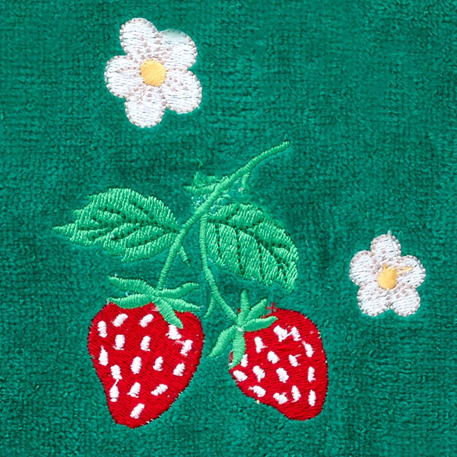 SKL Home Strawberry Vine 100% Cotton Embroidered 2pc Hand Towel Set, Decorative for Bath/Kitchen/Bar & Gift, Green