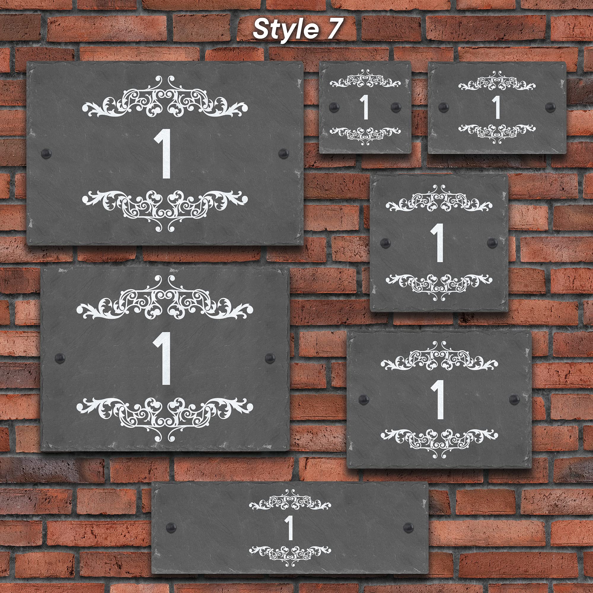 Active Window Films Rustic Natural Slate House Gate Sign Plaque Door Number Personalised Name Plate (Style 7)