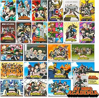 My Hero Academia Poster Set - My Hero Academia Room Decor Bundle with 24 My Hero Academia Wall Art Posters Plus Stickers | 8" x 11" My Hero Academia Party Favors