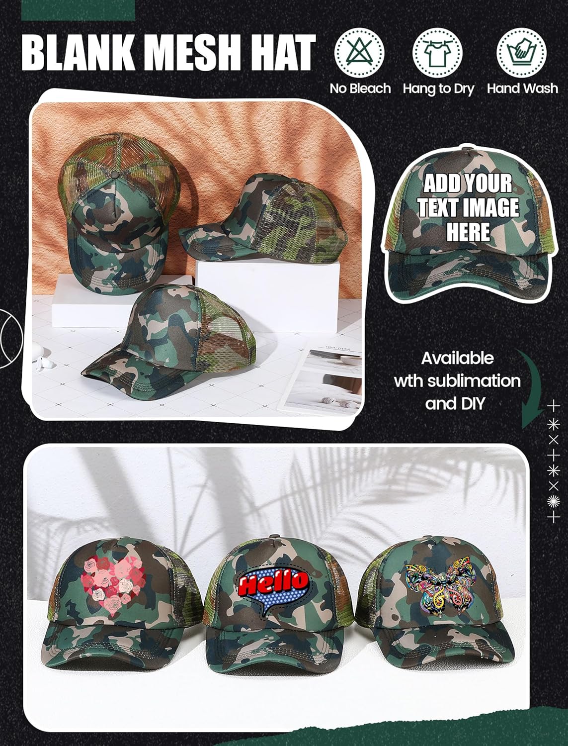 10 Pcs Sublimation Blank Trucker Hats Bulk Mesh Baseball Cap Polyester Mesh Trucker Hat for Men and Women - Image 5