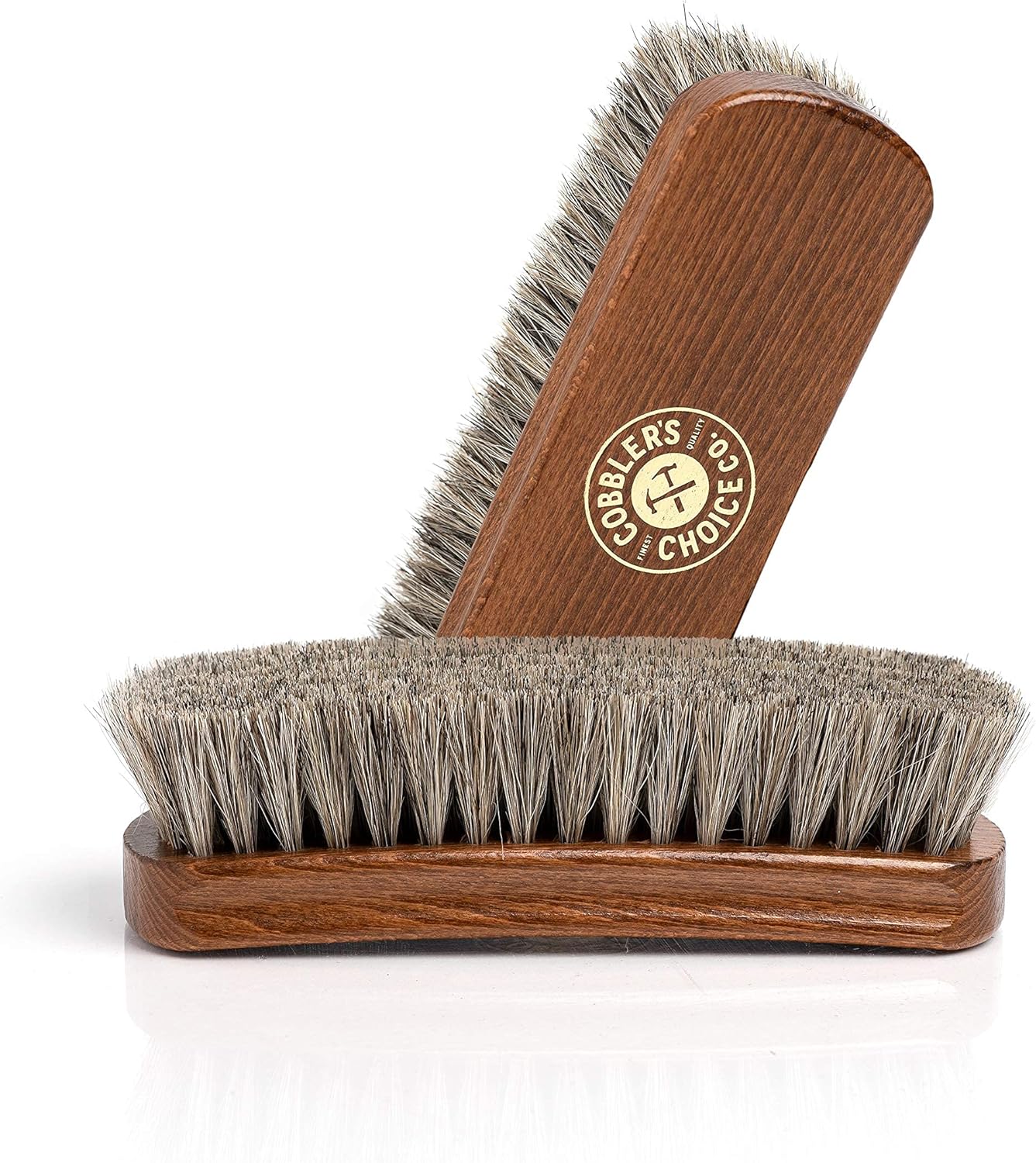 Cobbler's Choice Premium Shoe Brush Bundle | 2 Pack (Tan + Brown) - 100% Horsehair Bristles and Concaved Handle for Premium Grip : Clothing, Shoes & Jewelry