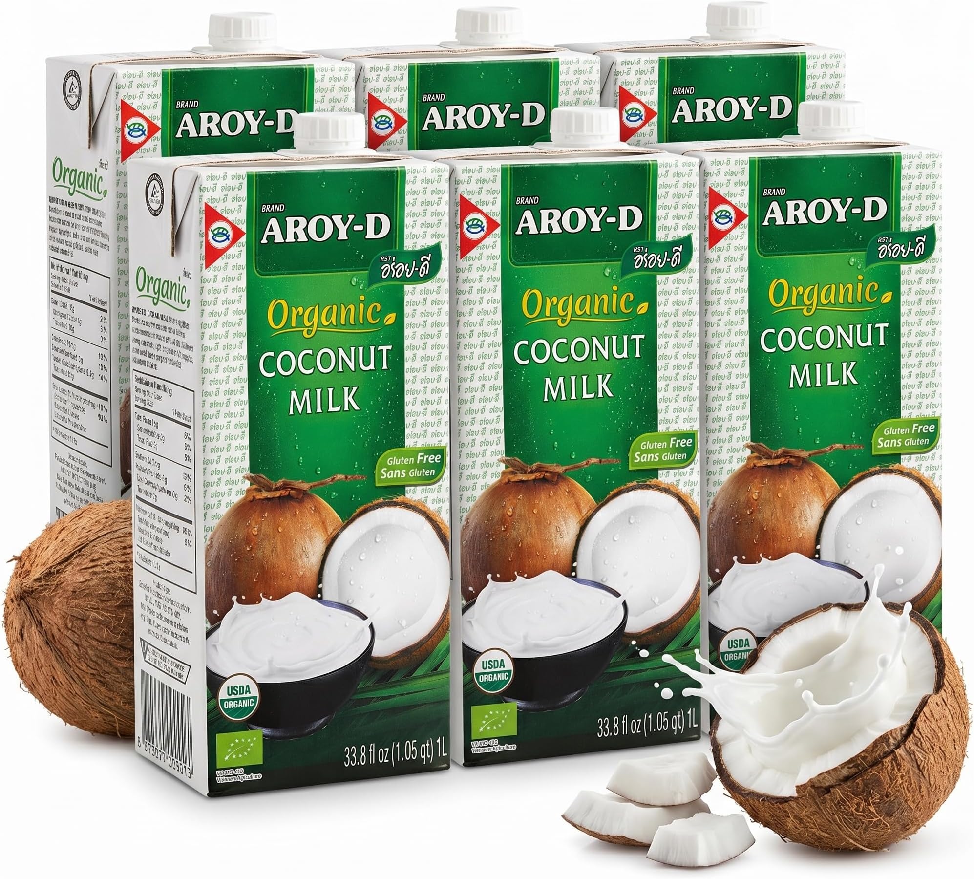 Aroy-D Organic Coconut Milk 33.8 Fl Oz (Pack of 6)