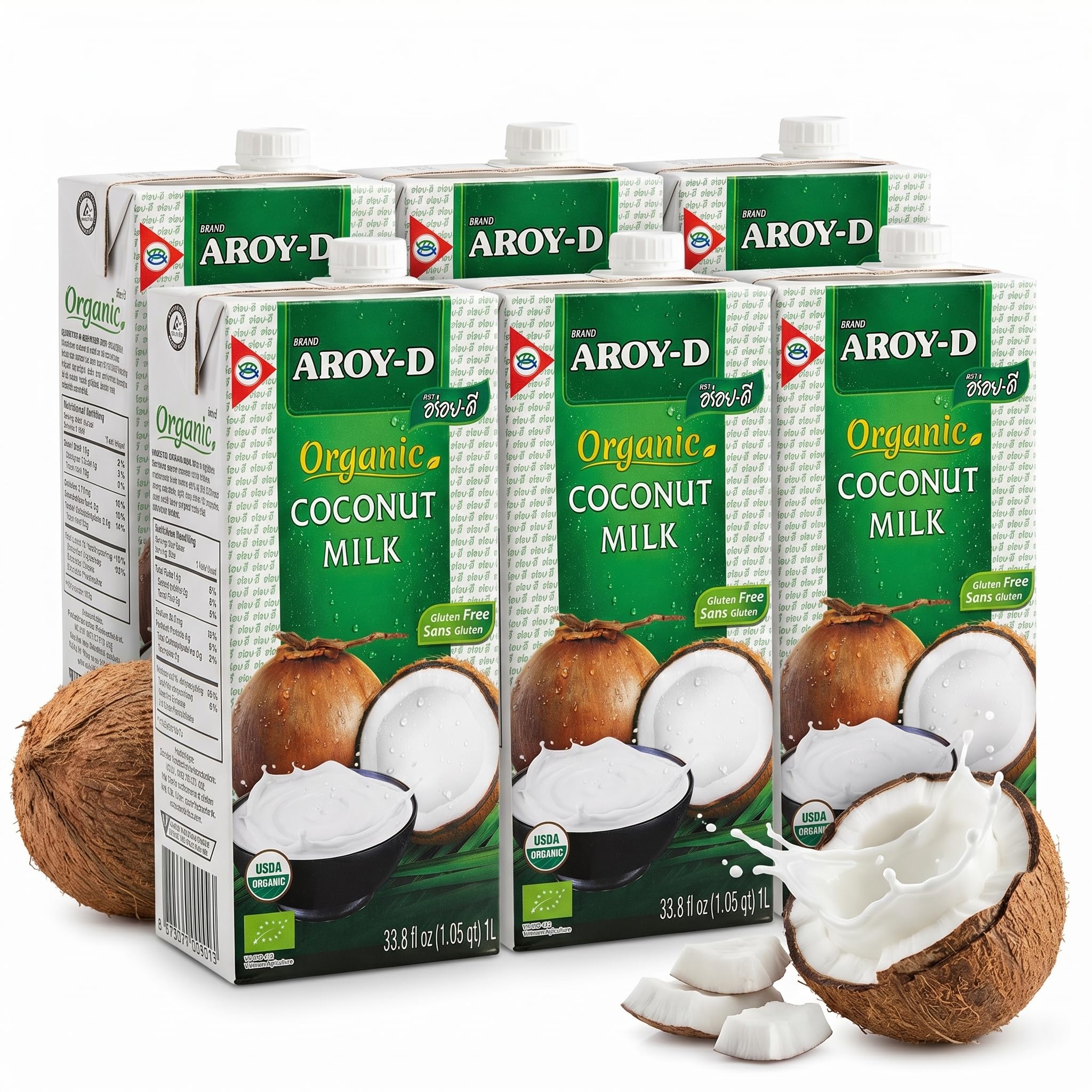 Aroy-D Organic Coconut Milk 33.8 Fl Oz (Pack of 6)