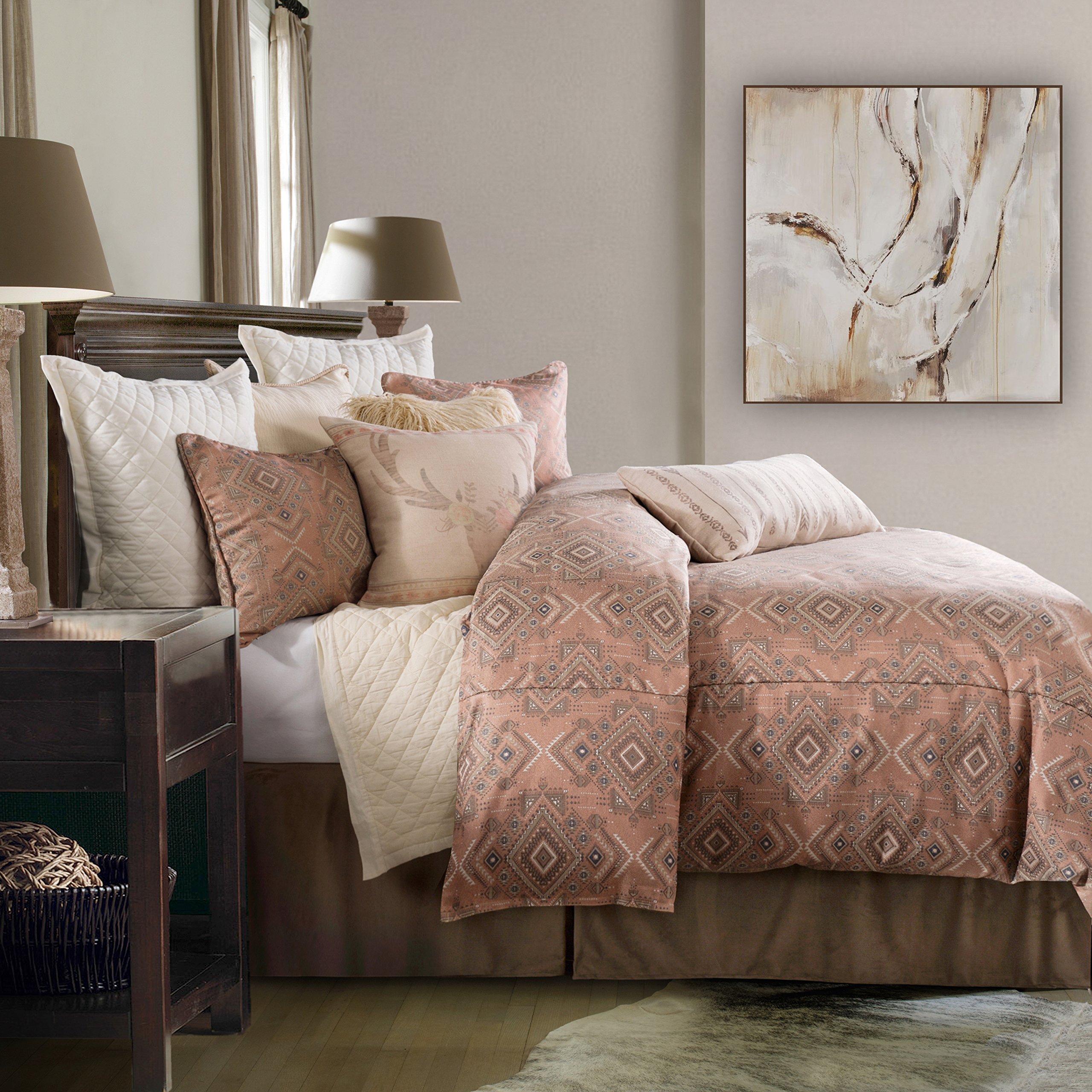 HiEnd AccentsSouthwestern Jacquard Comforter & Sham Bedding Set, Cotton, Pale Sienna, Full