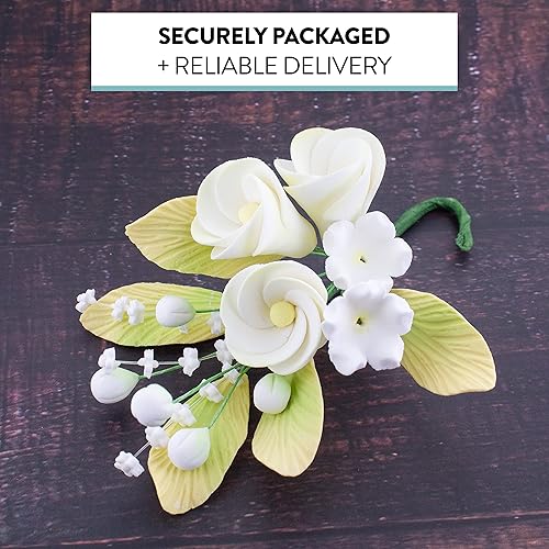 Miniatura 5 de Global Sugar Art Chef Alan Tetreault - Decoración para tartas tropicales Frangipani Plumeria para tartas de azúcar, pequeño, blanco con amarillo, 1