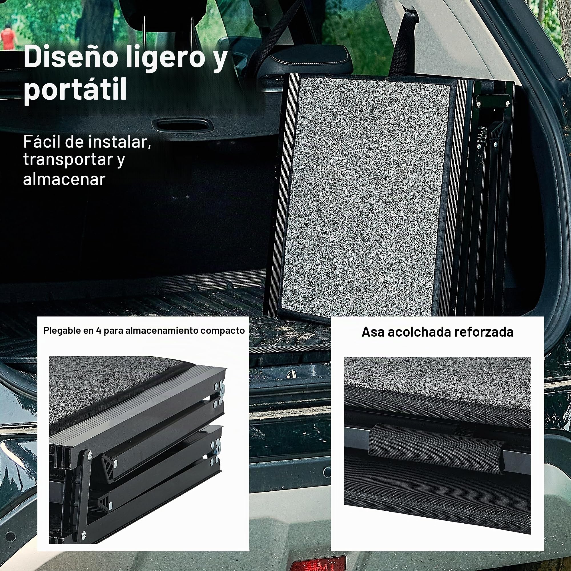 Rampa para mascotas (160 x 44 cm), rampa para perros para automóvil, SUV y camión, 63 pulgadas de largo y 17 pulgadas de ancho, rampa plegable y portátil para mascotas con superficie de