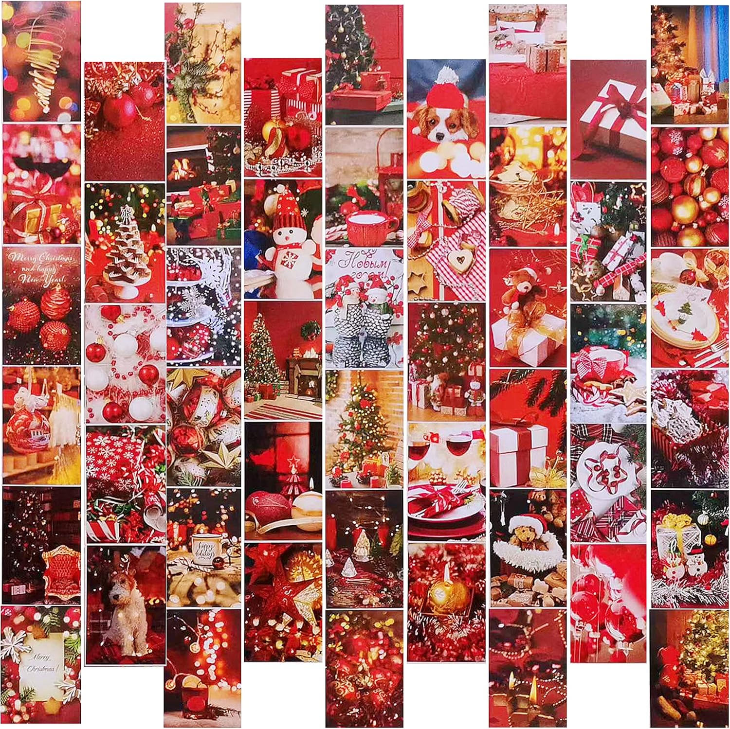 Christmas Wall Collage Kit Aesthetic Pictures 50Pcs Red