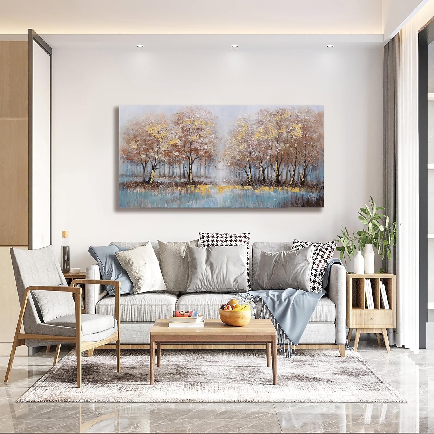 Yuaxker Tree of Life Canvas Painting Brown and Gold Tree Wall Art Large Modern Aesthetic Wall Decor for Living Room, Bedroom, Dining Room Office Home Decor Artwork 30x60 inch