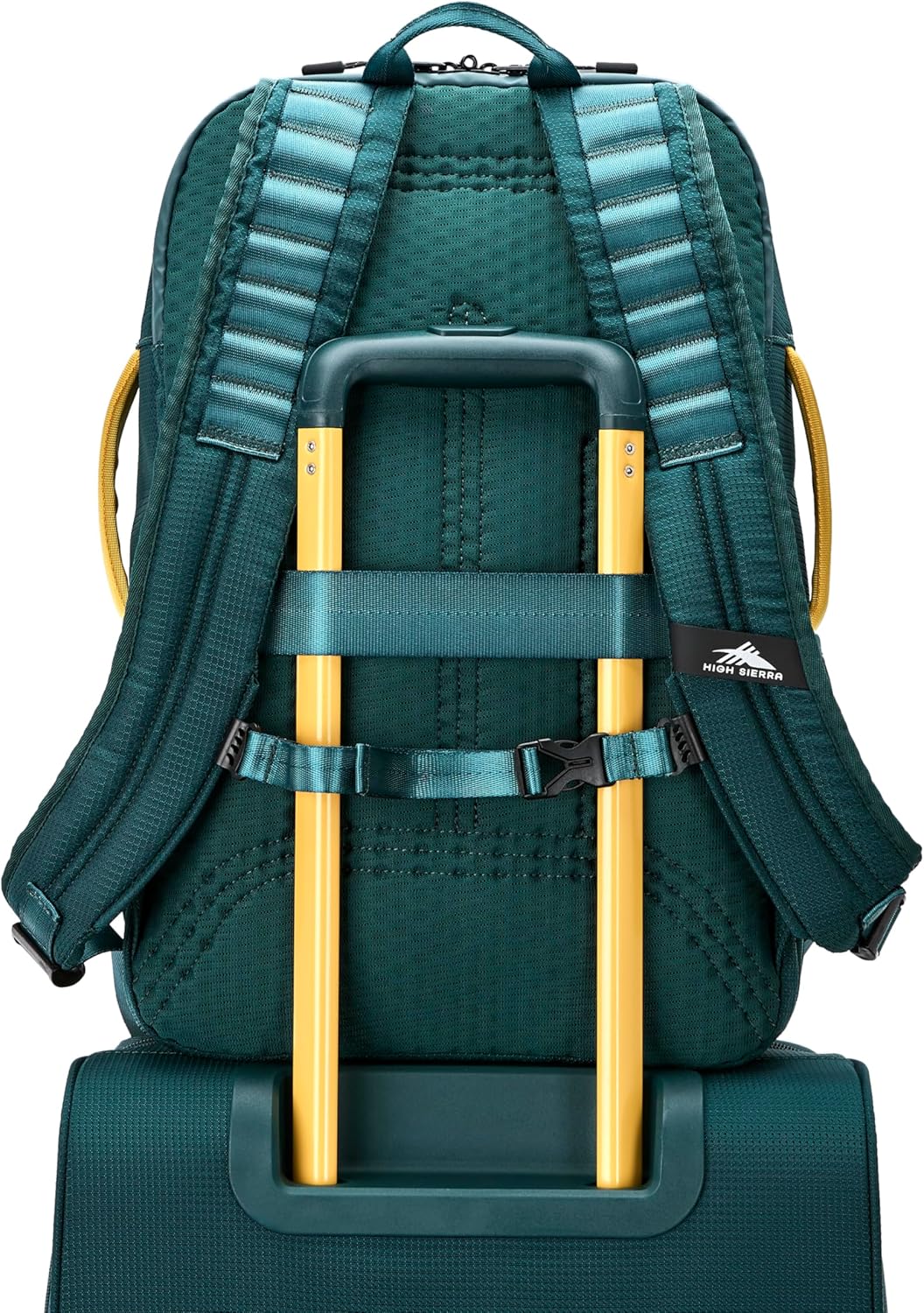 High Sierra Hi-Life 3-in-1 Convertible Backpack - Features Removable Daypack, Stack-It Strap, Adjustable Sternum Strap, Fleeced Pocket For Scratch Protection, Dual Water Bottle Pockets - Green/Yellow