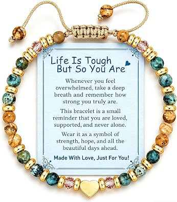 Spiritual Healing Crystal Bracelet, Inspirational Gifts for Women | Handcrafted Natural Stone Spiritual Bracelet with Positive Card, Ideal Inspirational Recovery & Self Care Gifts for Women.