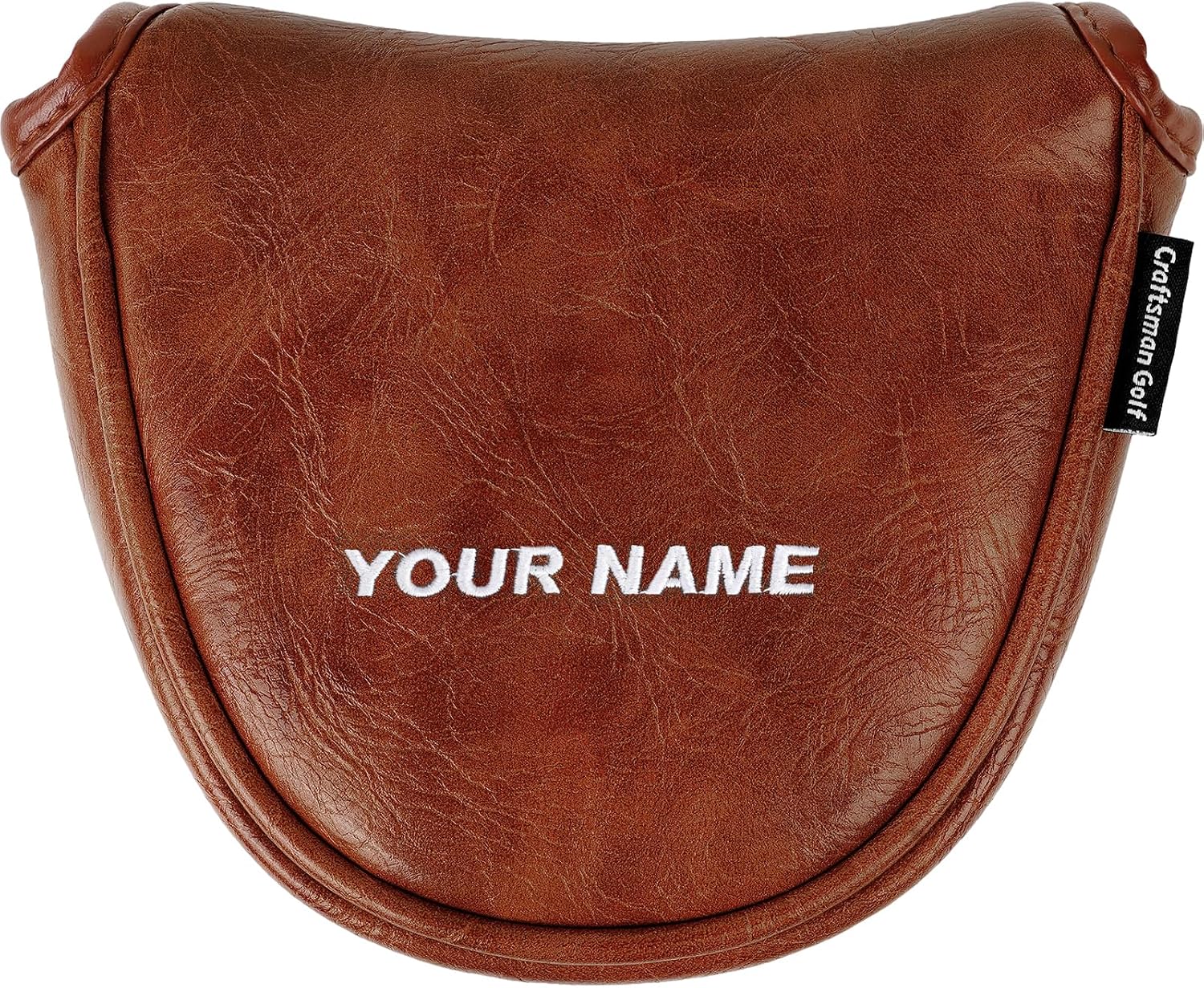 Craftsman Golf Premium Leather Brown Blade Mallet Putter Cover Driver Fairway Wood Headcover Cover Magnetic Closure