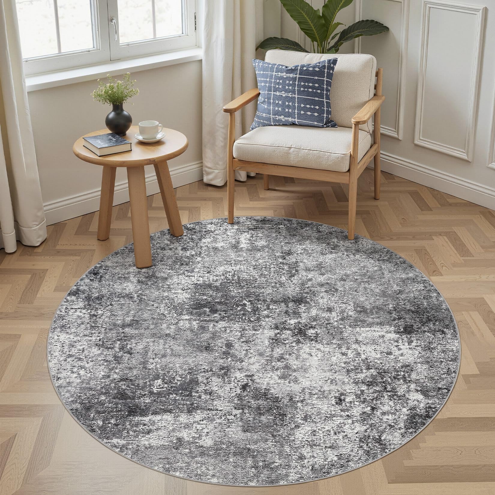 DMOYEST Wohnzimmer Teppich Modern Waschbar | Kurzflor Weich Maschinenwaschbar Rutschfest, Kinder- und Haustierfreundlich für Schlafzimmer Esszimmer Büro