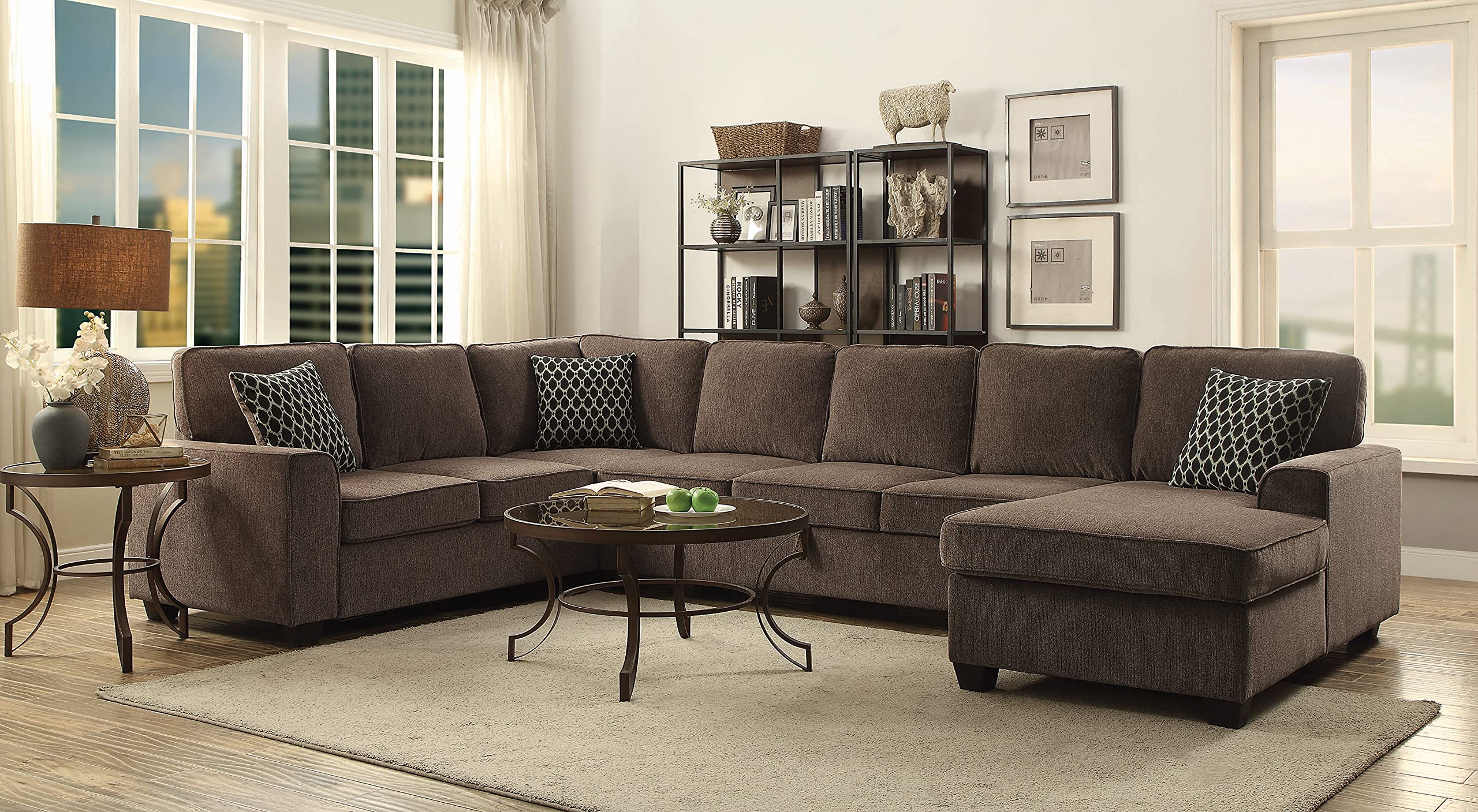Coaster Home Furnishings 501686 Living Room Sectional Sofa, Brown/Black