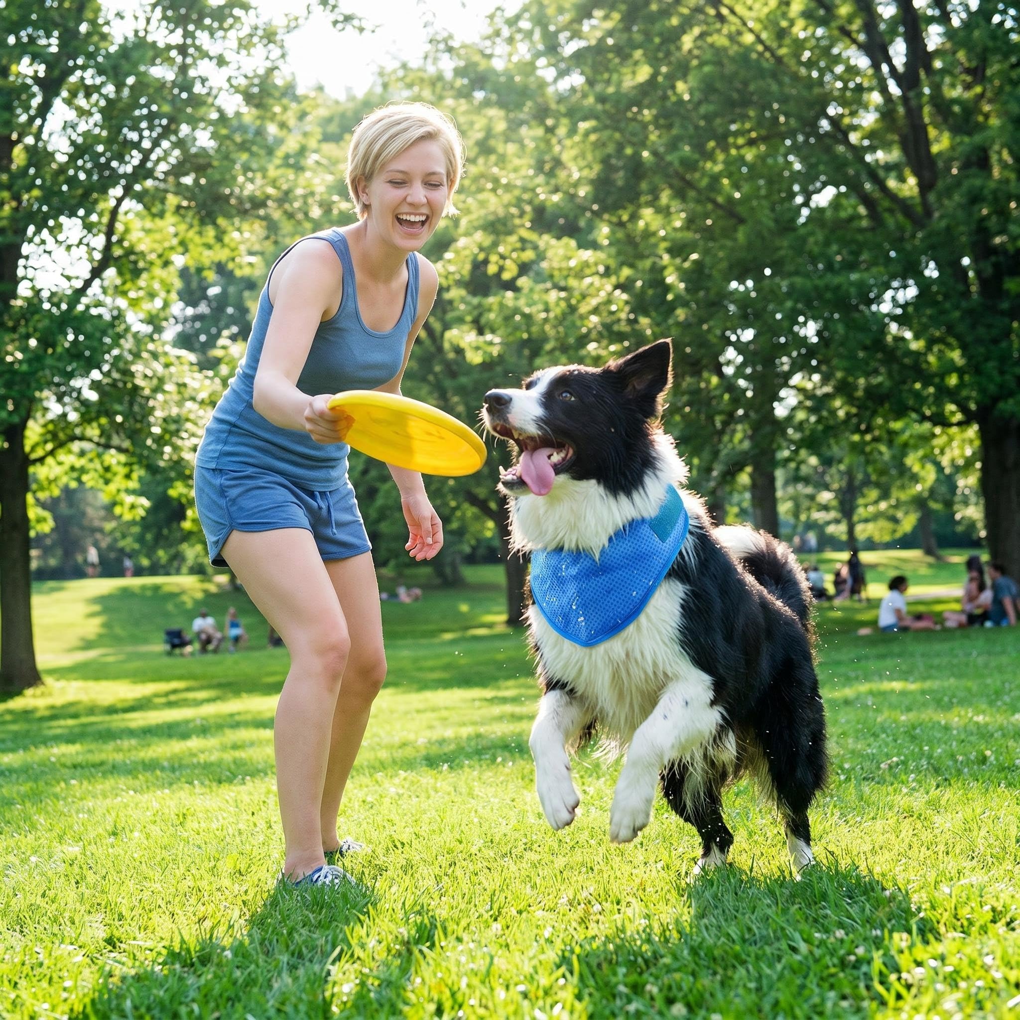 Kühlhalsband für Hunde Selbstkühlendes Kühlband für Sommerhitze Kühlende Kopftücher Hunde Kühlkragen zum Umhängen für Spaziergang & Reise Kühlung Verstellbares Hundehalsband für alle Größen (L)