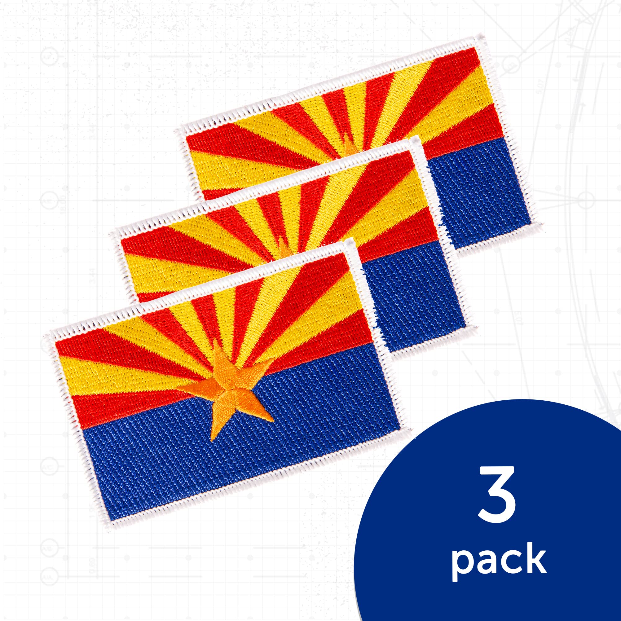 Arizona State Flag Patch - 2.8x3.5 Inch Fully Embroidered Iron-on/Sew-on Emblem, Premium Stitching For Jackets, Vests, Bags & Biker Gear