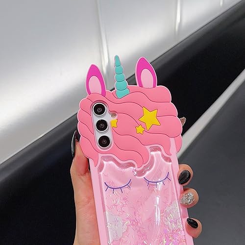 Miniatura 22 de Quicksand - Funda de silicona suave para Samsung A14 5G, diseño de dibujos animados en 3D, diseño de unicornio y arena movediza Samsung A14