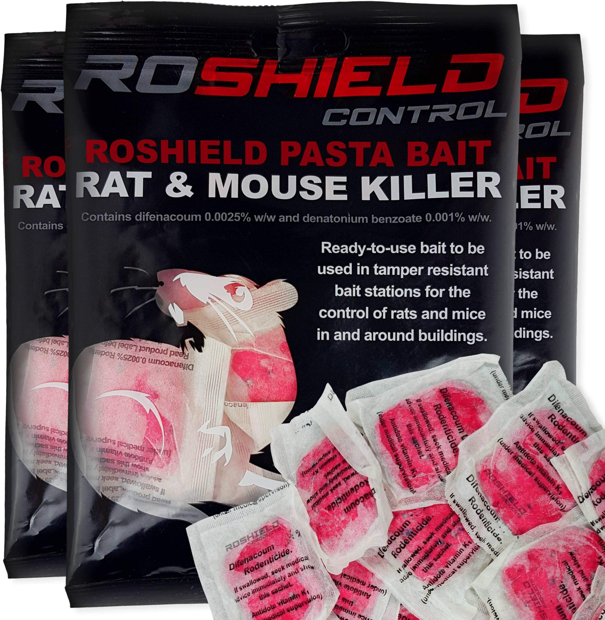 ROSHIELD 1kg Mouse & Rat Killer Pasta Poison Sachets - Strongest Available Online - Fast Rodent Control Home & Garden