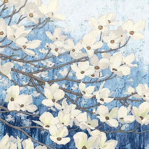 Miniatura 10 de ART.COM Lienzo decorativo para pared, diseño de flores de cornejo II índigo por James Wiens, decoración botánica, 30 x 30 pulgadas