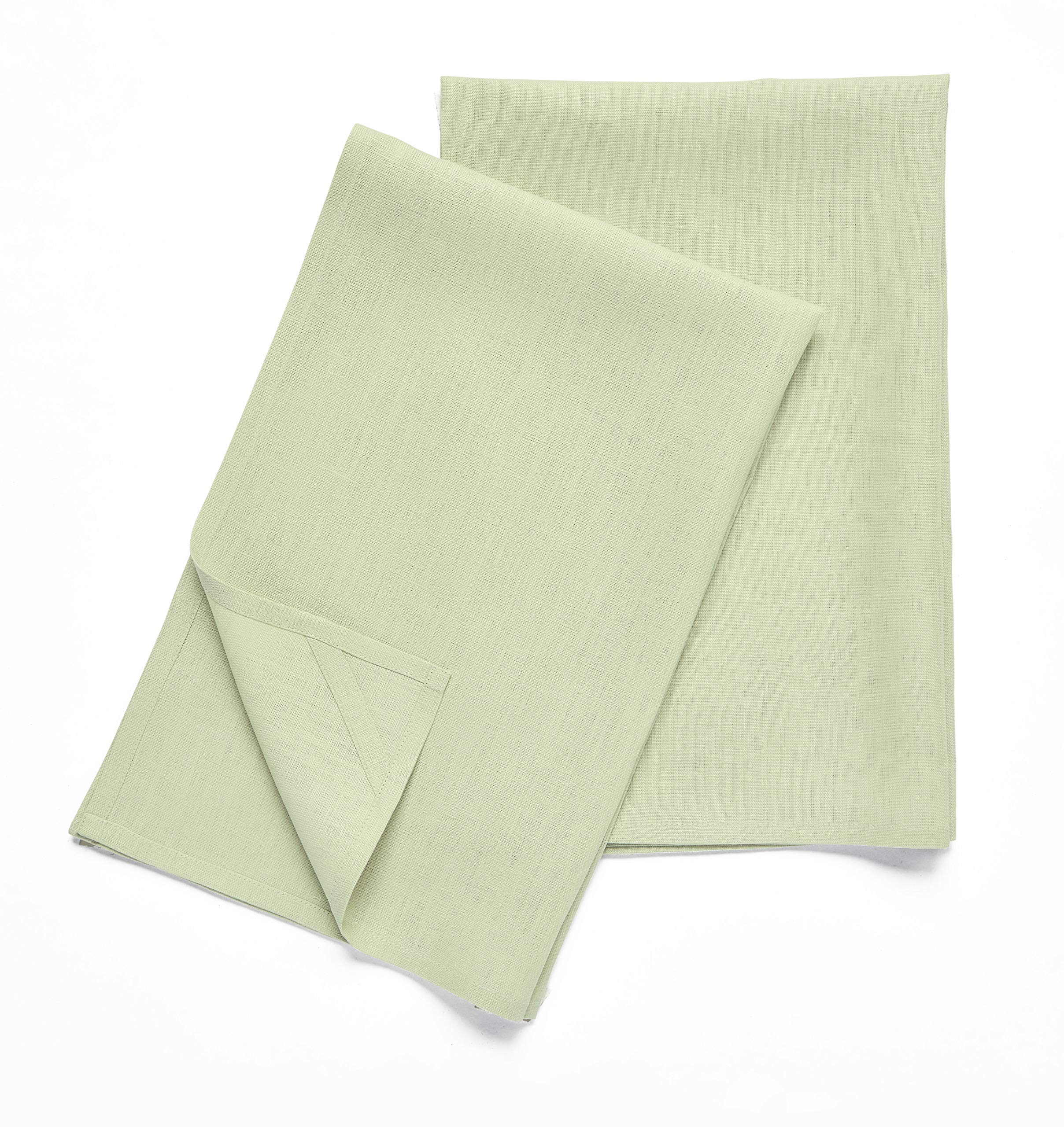 Solino Home Sage Green Linen Kitchen Towels Set of 2-100% Pure Linen Kitchen/Tea Towels 17 x 26 Inch - Machine Washable and Handcrafted from European