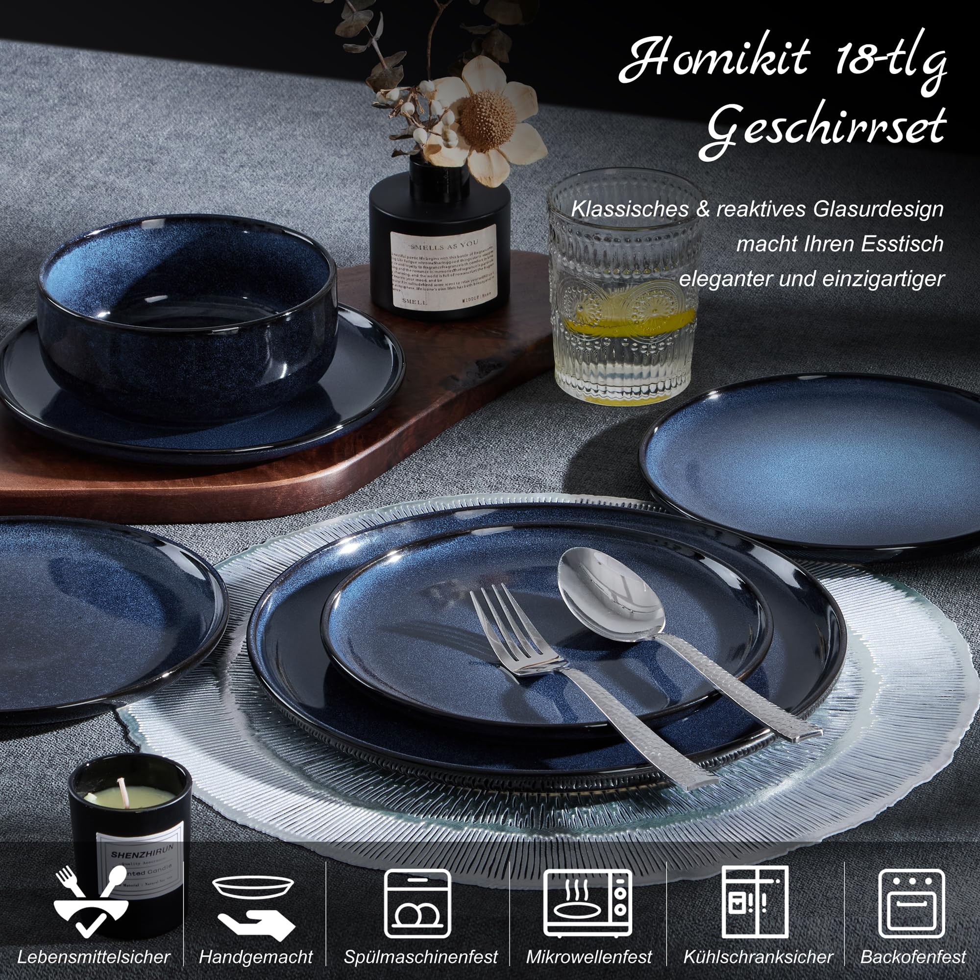 Kare 4-delige set: ontbijtborden Muse blauw - 20 cm goedkoop kopen