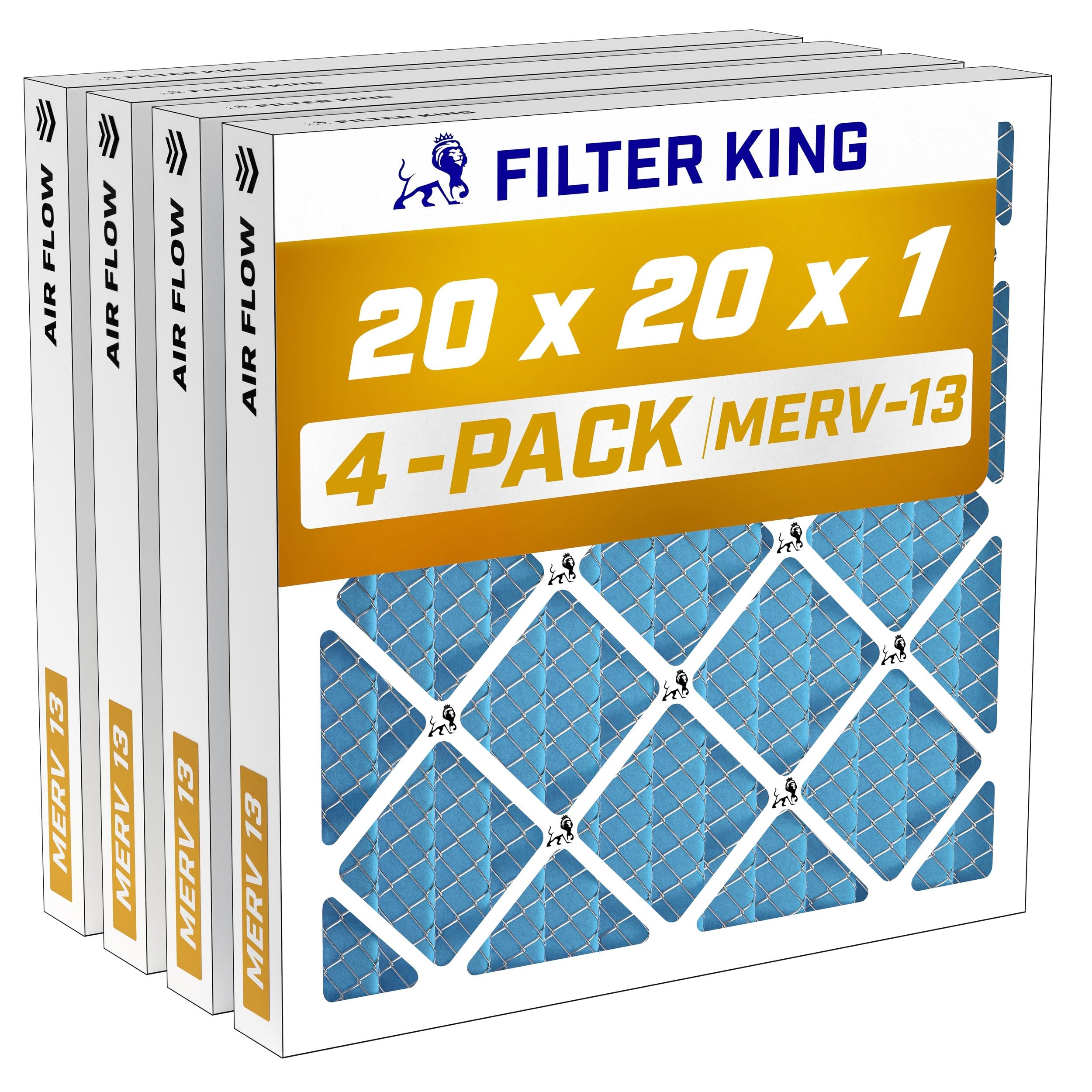 Filter King 20x20x1 MERV 13 Air Filter 4-Pack