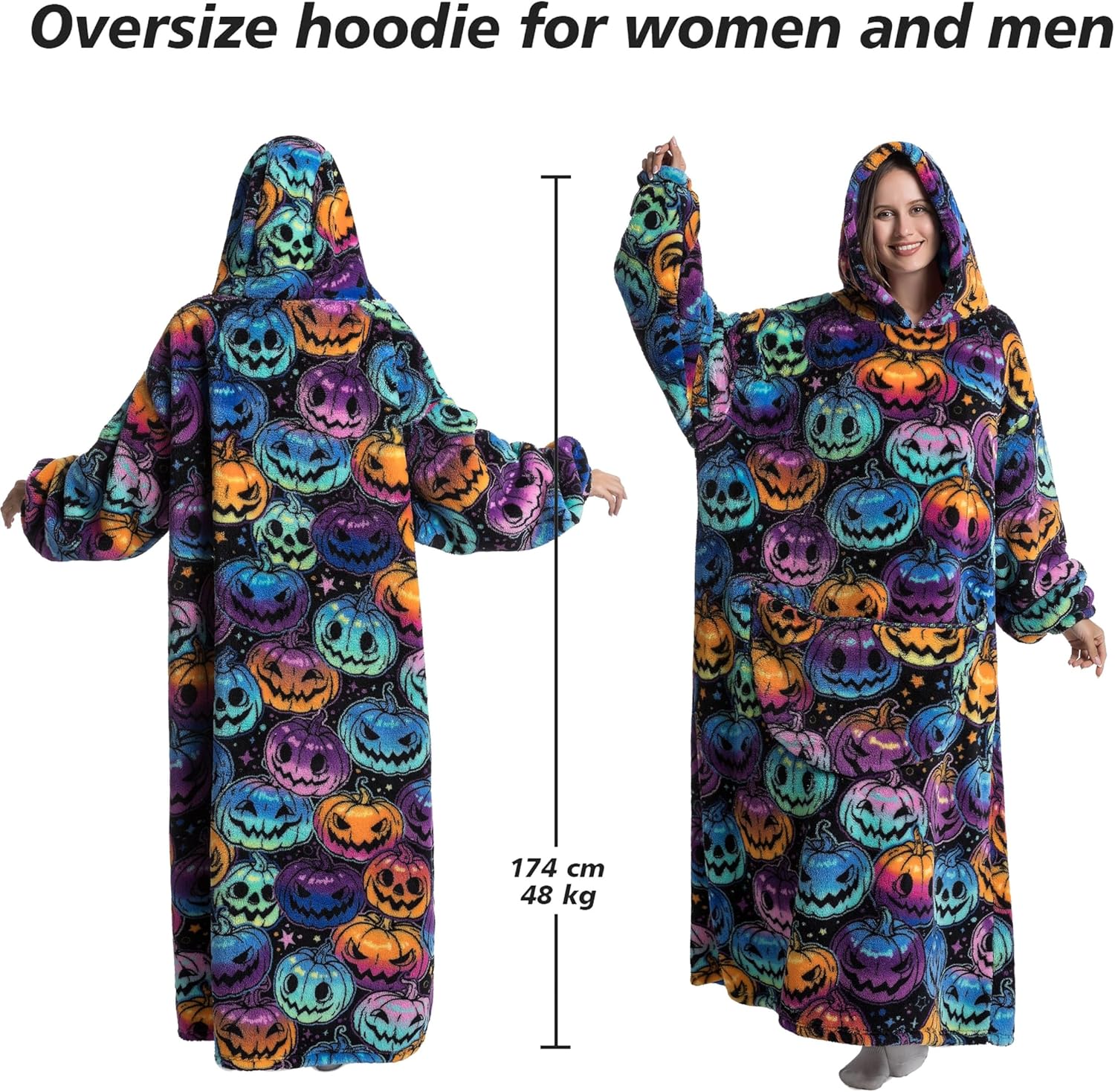 Blanket Hoodie Long,Extra Long Wearable Blanket Oversized Hoodie Blanket Hoodies for Women Snuggle Blankets for Women - Image 4