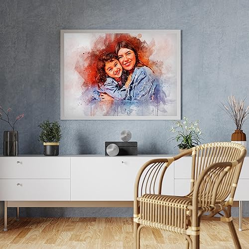 Miniatura 2 de Awesometik Regalo personalizado para el día de la madre de hijo en casa, lienzo de acuarela personalizado, retrato familiar personalizado