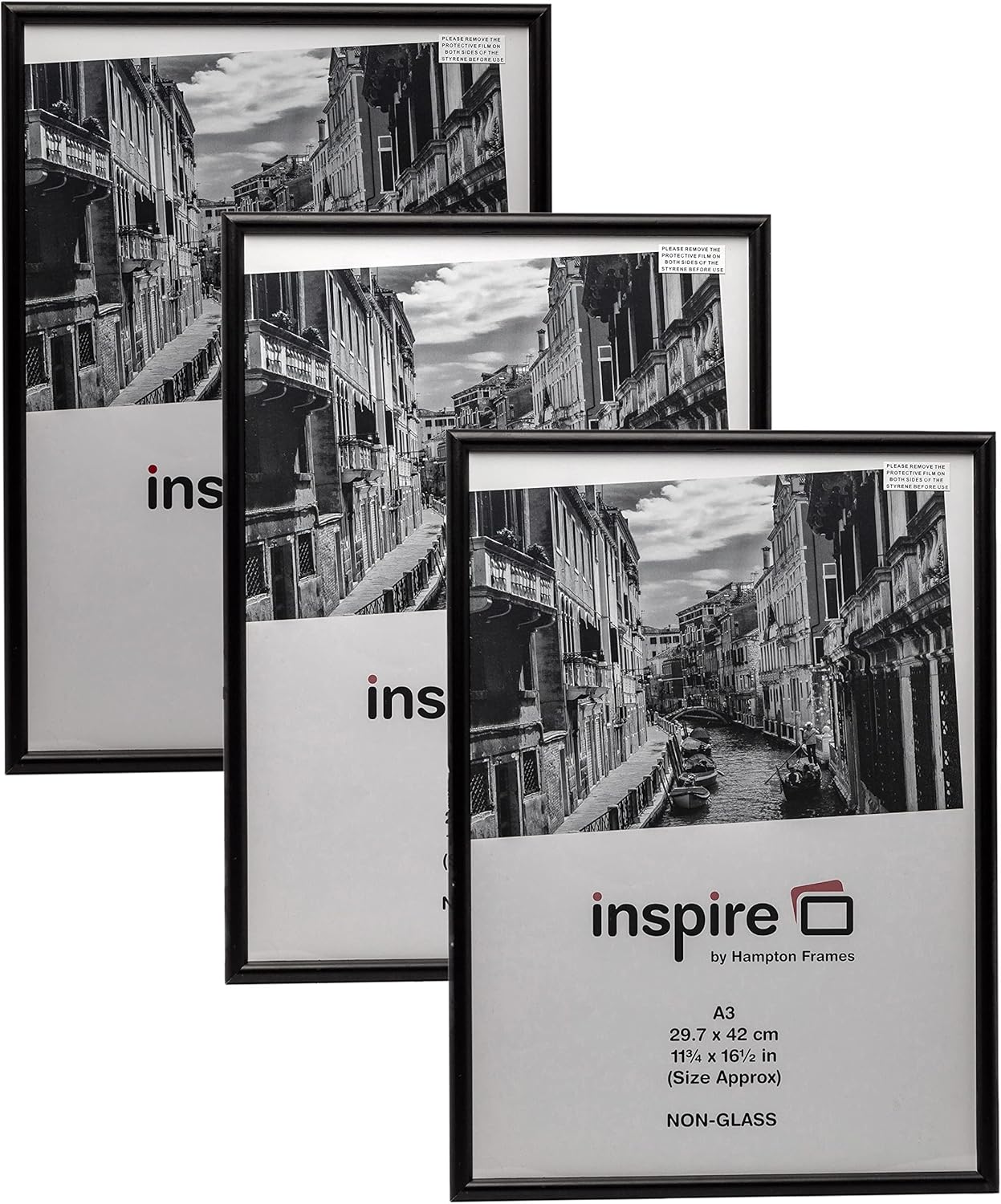 Inspire By Hampton GLENWOOD A3 Black Poster Certificate Frame Acrylic