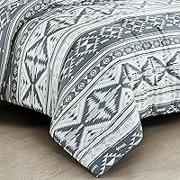 Vista 7 de Chezmoi Collection Zella - Juego de edredón de 2 piezas con motivo geométrico del suroeste, ropa de cama de microfibra lavada con estampado