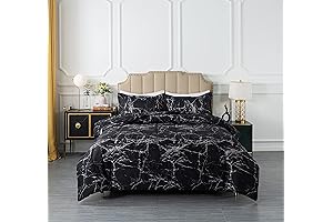 3 Pieces set Queen Size Black Marble Comforter Set