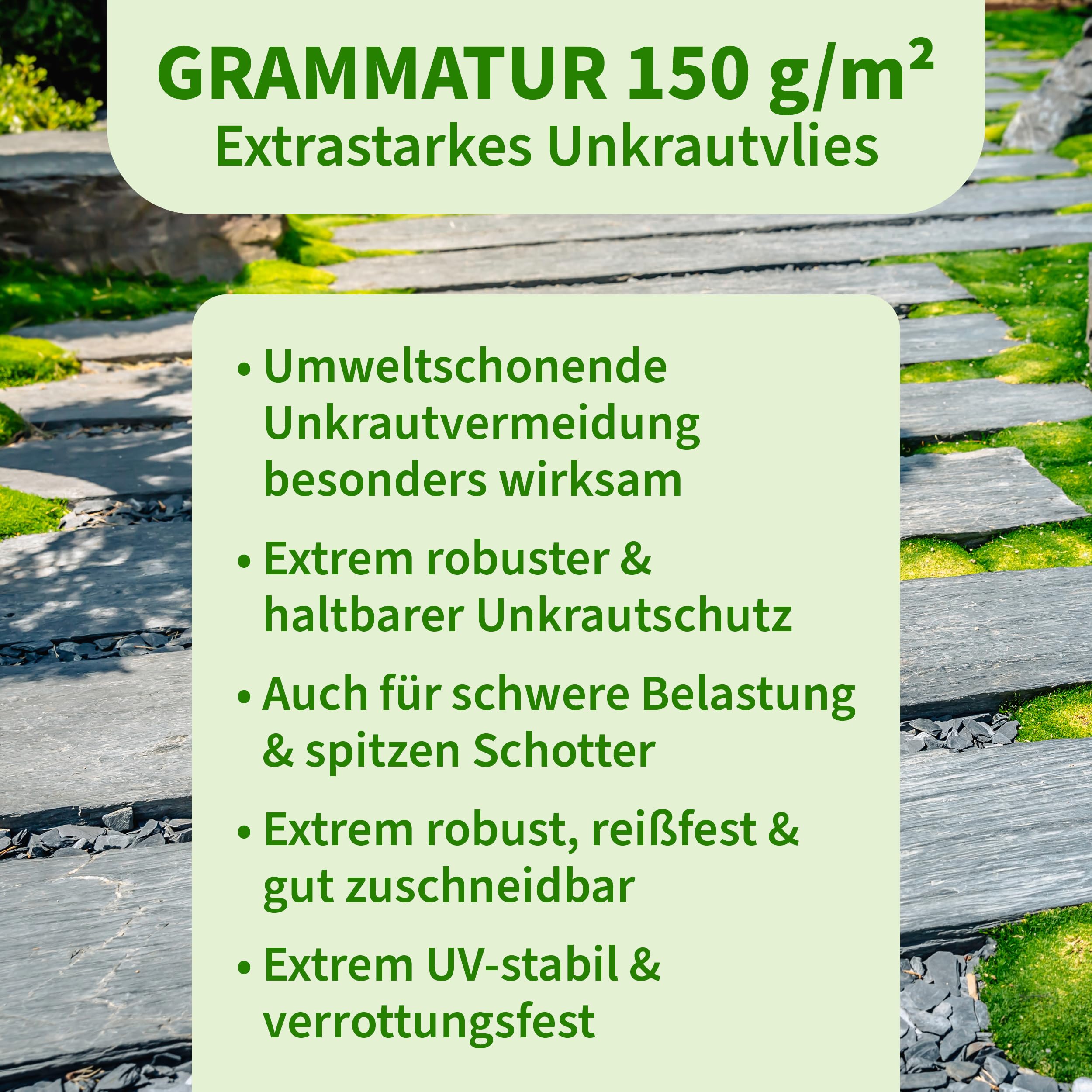 Reißfestes Unkrautvlies Unkraut Unkrautflies Gartenflies 150g 50m X 274275371723 - Foto 6