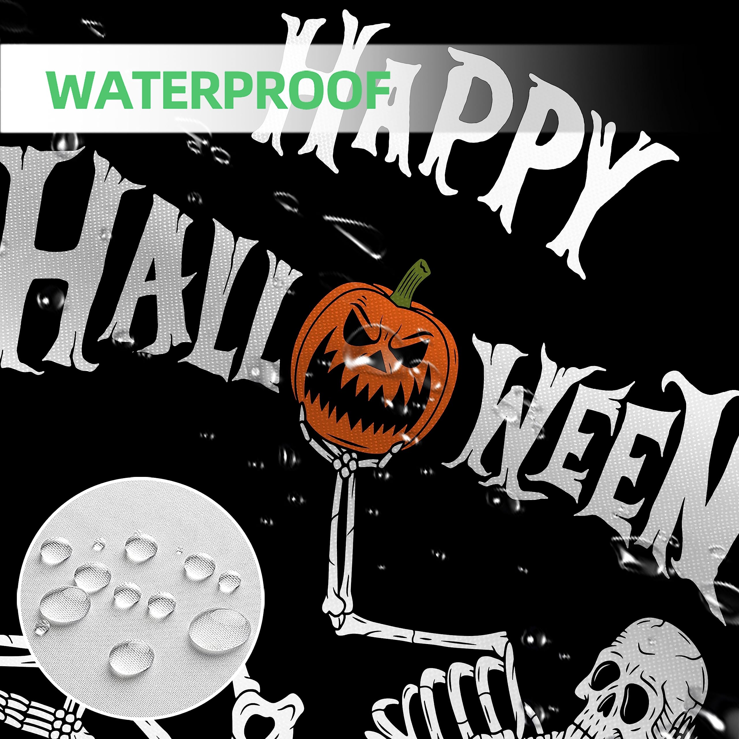 Halloween Türvorhang 90x180cm - Lustig Gruselig Mit Skelett Motiv