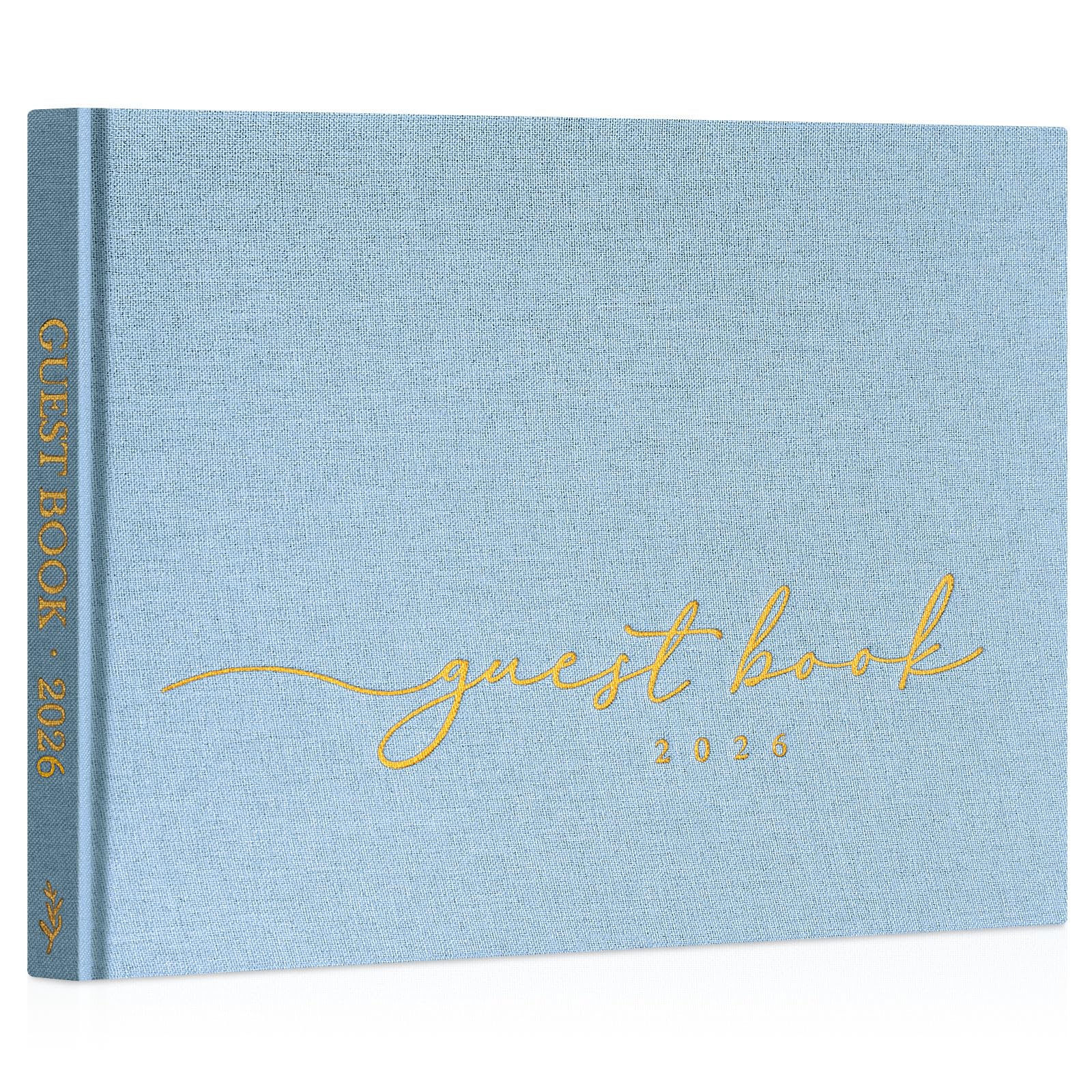 Lanpn Wedding Guest Book 2026 - Linen Hardcover Polaroid Guestbook Wedding Reception with 108 Blank Pages for Sign in and Photos - Guest Book for Wedding Bridal Shower Baby Shower Party (Blue)