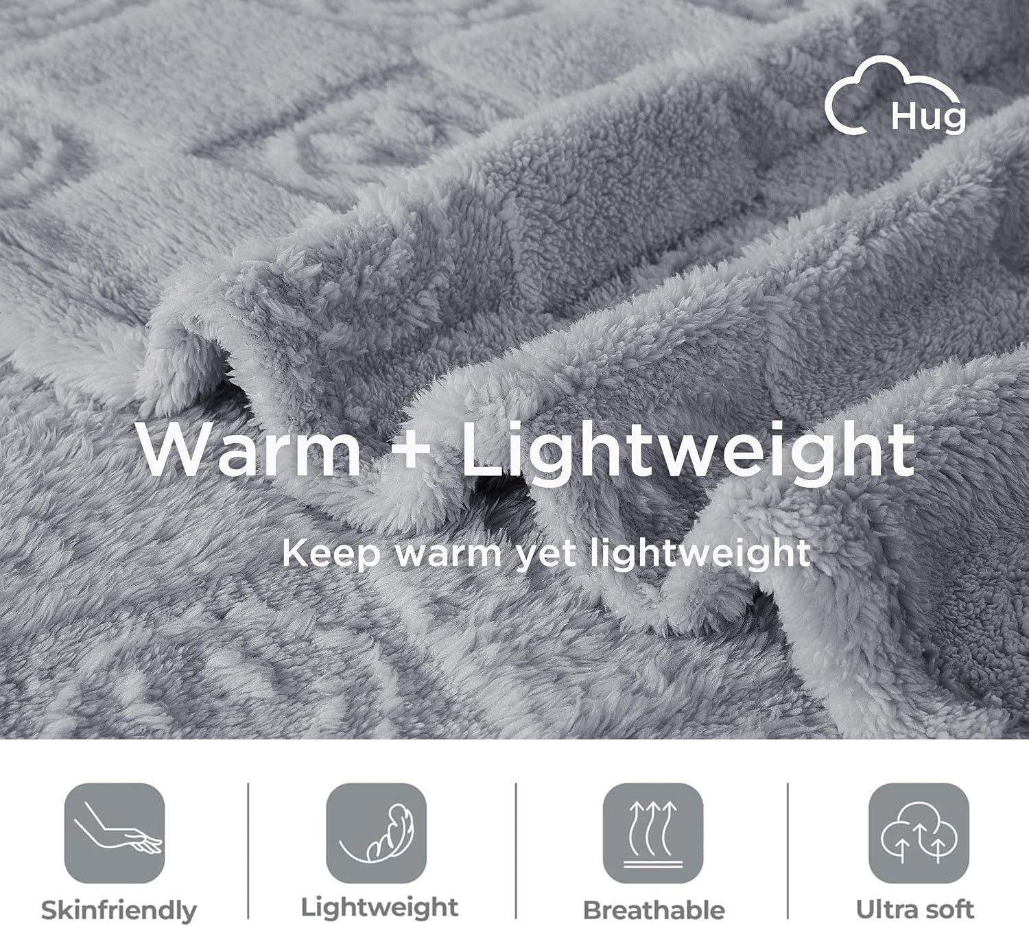 Twin Blanket for Bed - Soft Blankets for Women, Cute Cozy Fleece Blanket for Girls Gift, Grey,60x80 Inches,3D Textured Smile Pattern