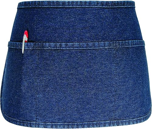 FAME F9RB Delantal de cintura con 3 bolsillos con fondo redondeado - Mezclilla lavada a la piedra (WFA82001SD)