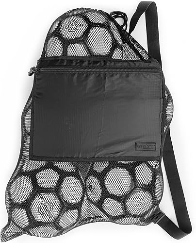 Fitdom Extra Large Heavy Duty Mesh Bag. Best for Soccer Ball, Water Sports, Beach Cloth, Swimming Gears. Adjustable Shoulder Strap. Secure Side