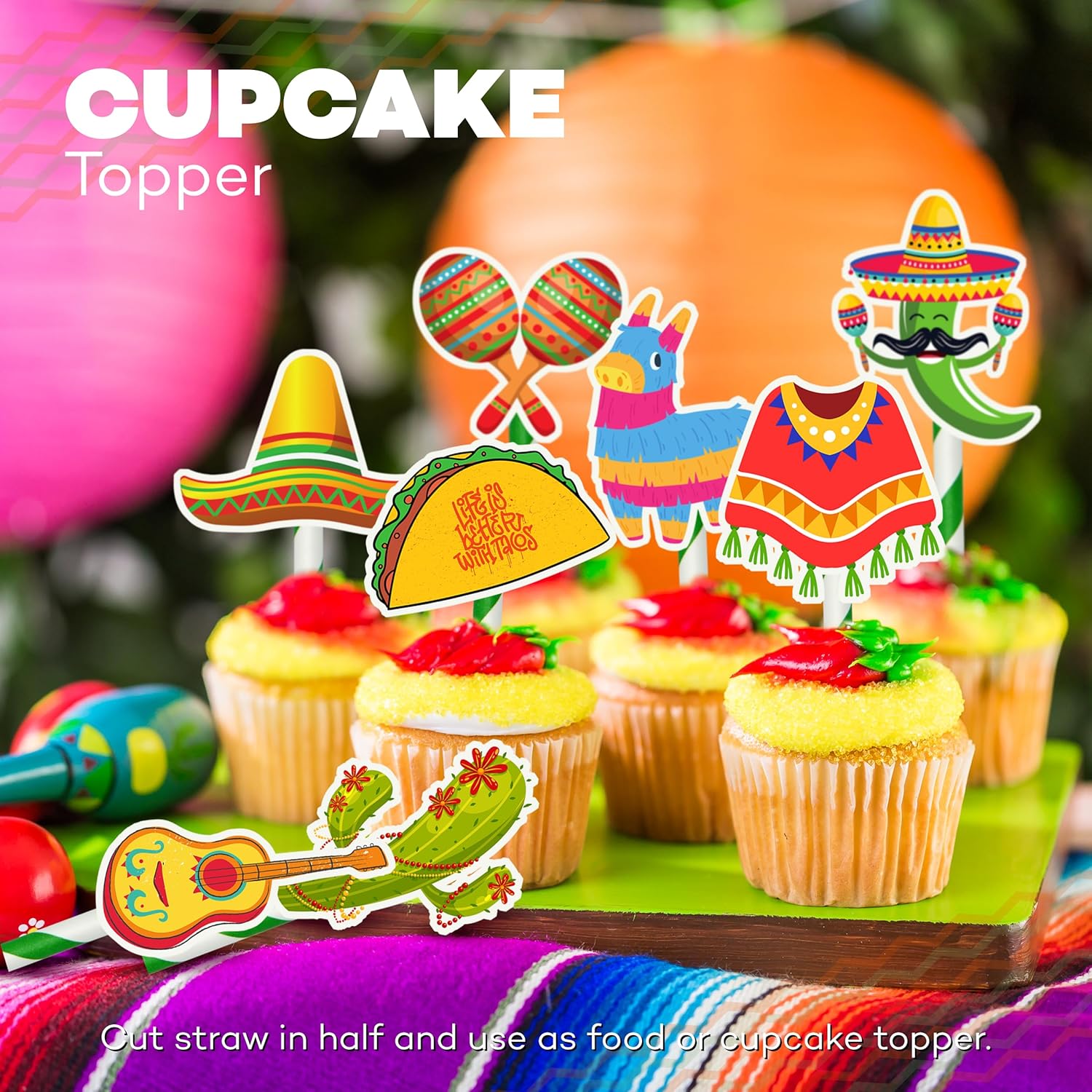 4E's Novelty - Kids Fiesta Party Drinking Straws for Fiesta Cinco De Mayo Fiesta Party Favors Paper STraws Bulk Taco Tuesday Mexican Party Supplies Decoration - Pack of 28 - Image 4