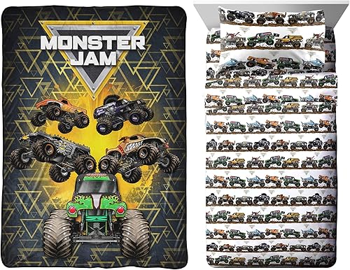 Jay Franco Monster Jam MJ Life - Manta de 2 piezas, incluye manta, juego de sábanas