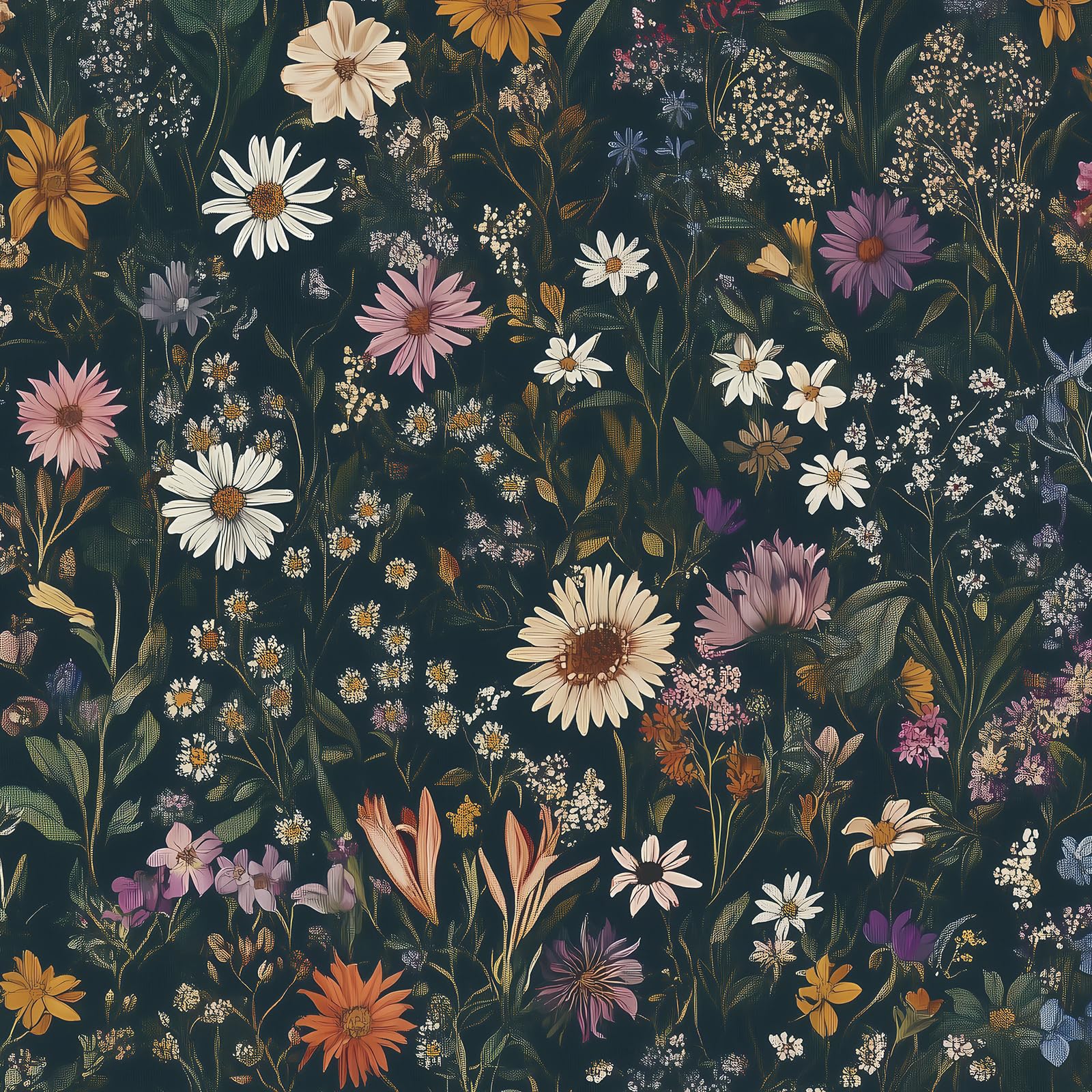CiCiwind Self Adhesive Wallpaper Navy Floral Contact Paper 44CM×10M Peel and Stick Wallpaper Waterproof Sticky Back Plastic Dark Blue Vinyl Wrap for Wall Cabinets Furniture Decorate