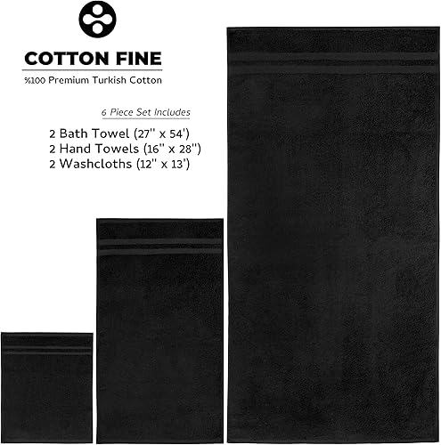 Miniatura 5 de Juego de toallas de baño de 6 piezas, 100% algodón turco original con extra suavidad, juego de toallas para baño, 2 toallas de baño, 2 manos, 2
