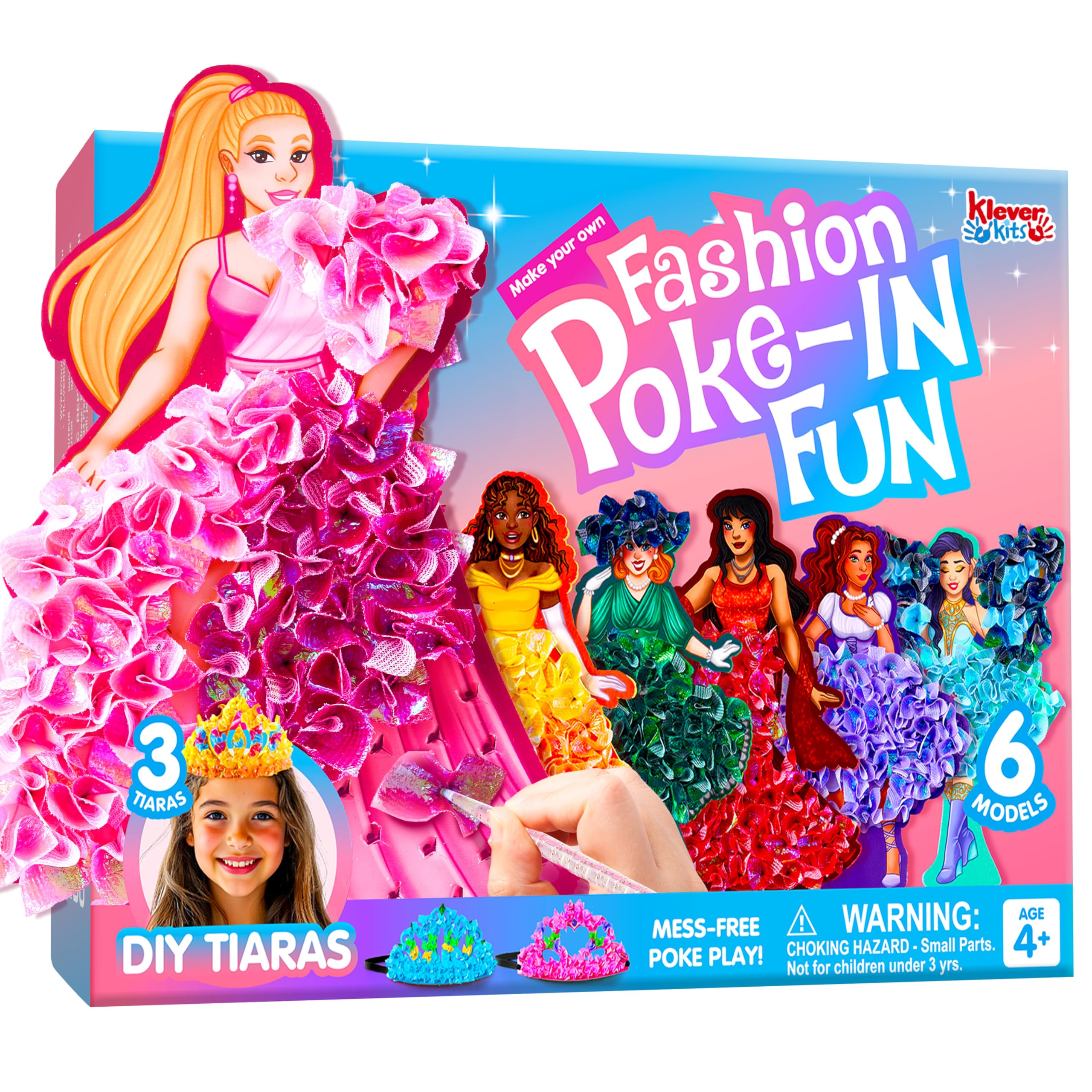 Klever Kits Poke in Fun Art Craft Kits for Girls Ages 4-8, Princess Dress-up, Art Activities, DIY Craft Kits, Birthday Gifts for Kids Ages 4 5 6 7 8+